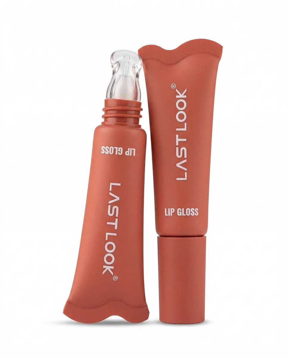 last look lip gloss, glossy finish, nude and red shades