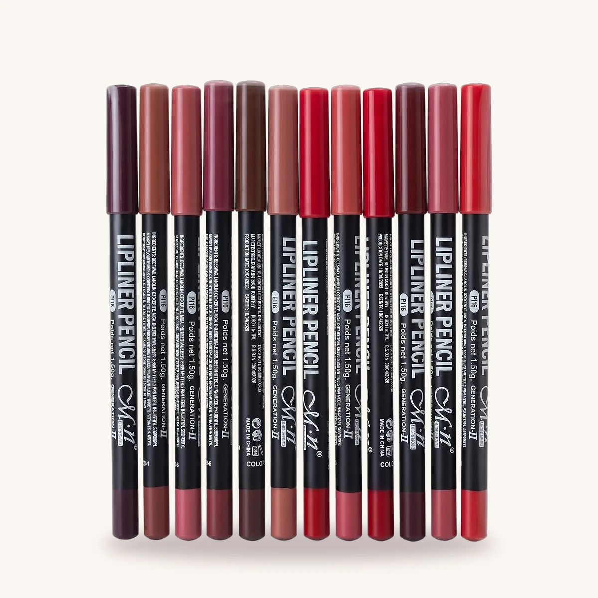طقم أقلام شفايف Lip Liner من Menow - 12 لون
