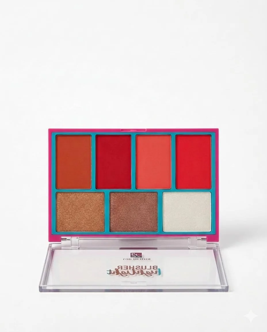 Rose Berry Blusher & Highlight Palette, 7 Shades – B