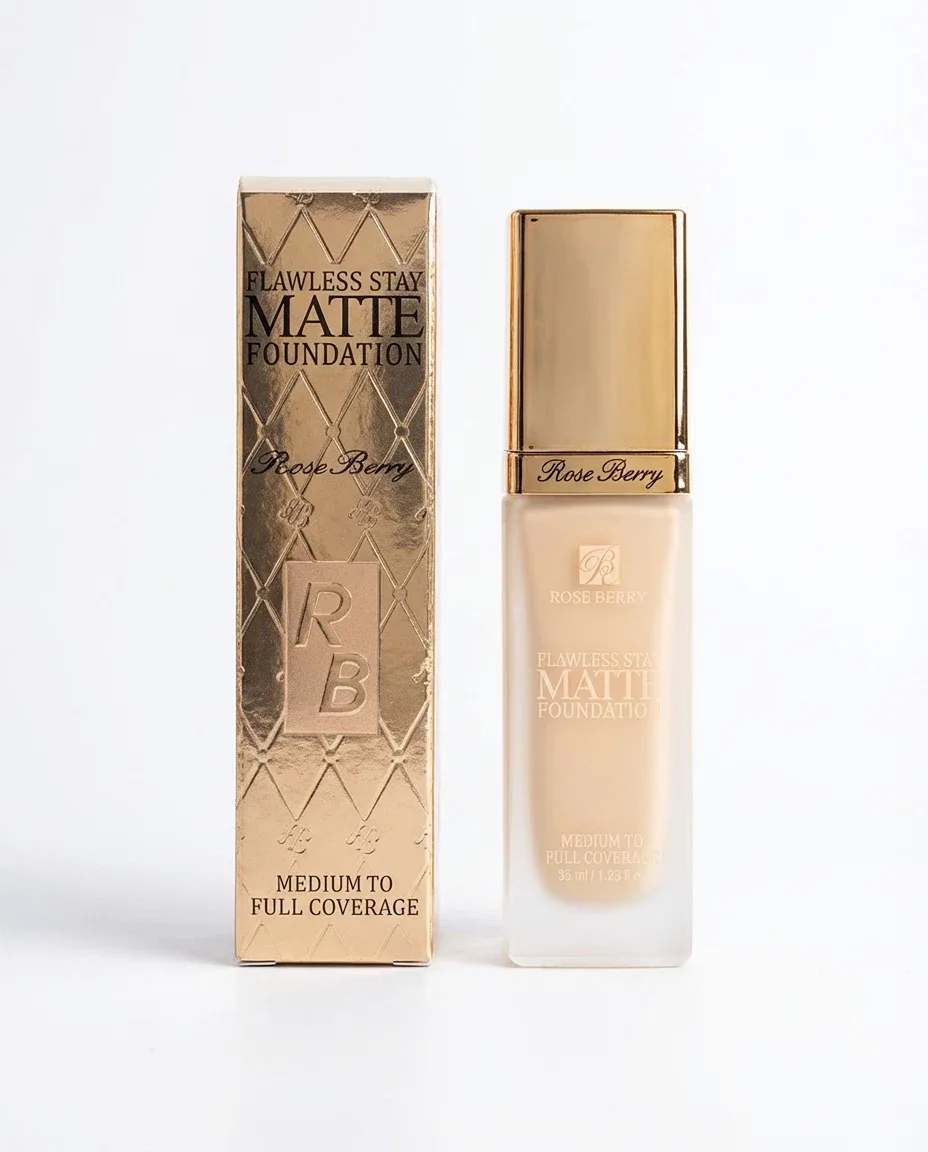 Rose Berry Flawless Stay Matte Foundation, Medium to Full Coverage, 35ml
