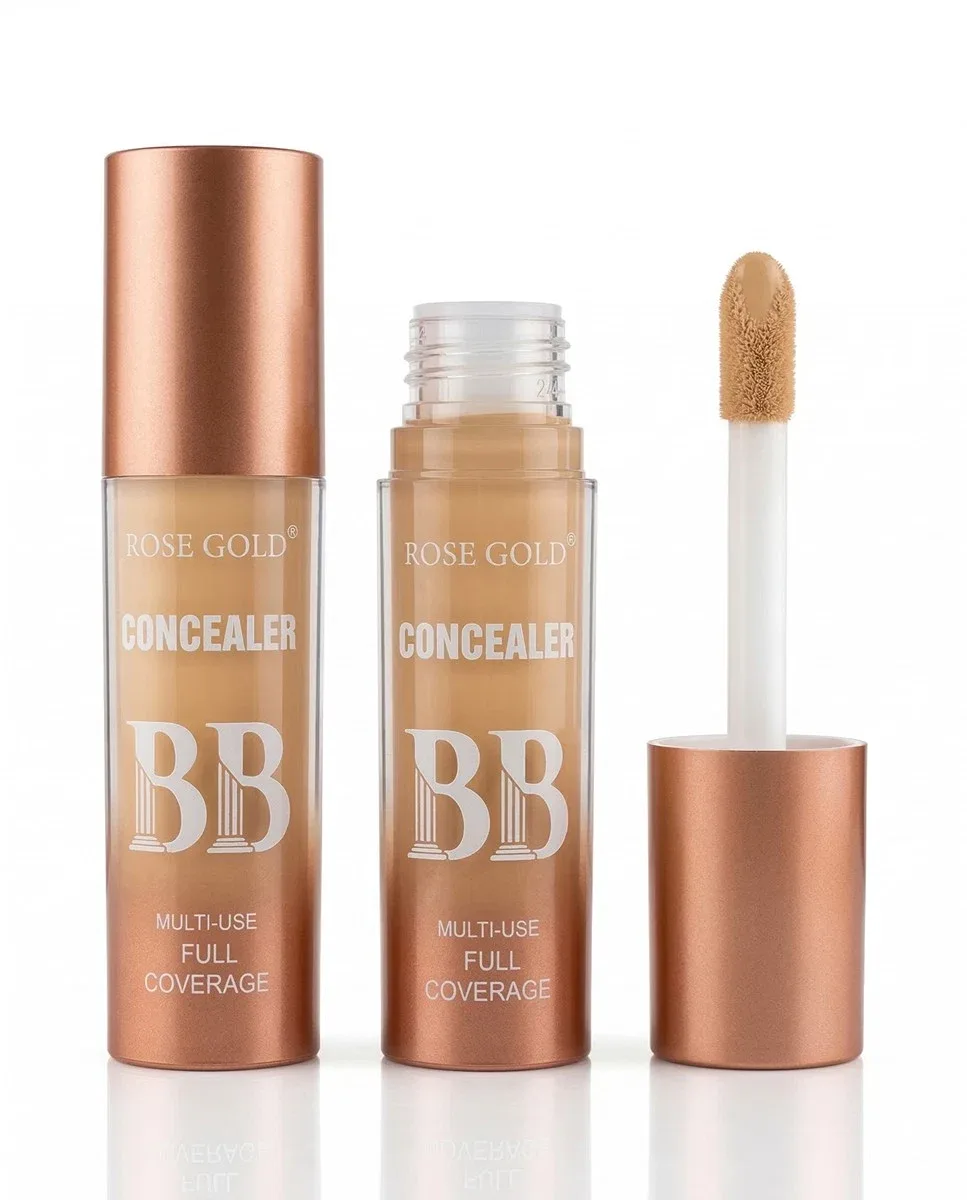 Rose Gold BB Concealer, Multi-Use Full Coverage Liquid Concealer with Applicator Wand, 9ml